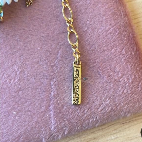 LES NEREIDES Blue and Yellow Floral Necklace with Crocheted Flowers - Picture 6 of 8